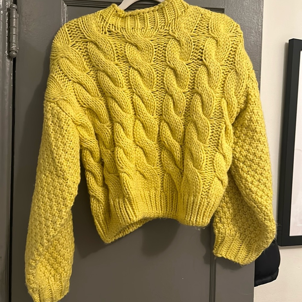 Bright yellow knitted cropped sweater